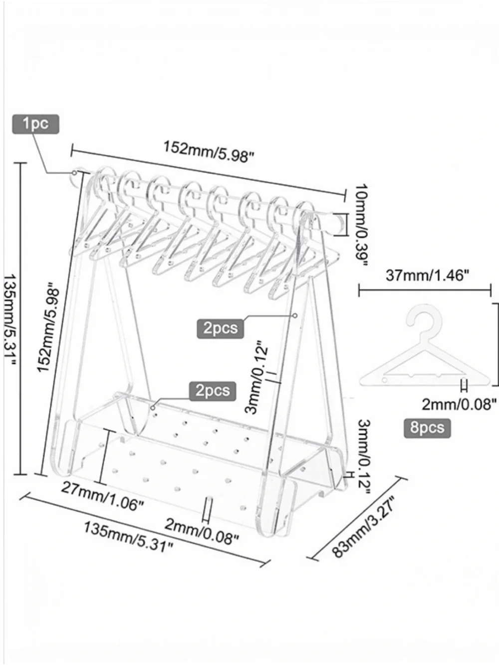 Clear Acrylic DIY Jewelry Organizer Stand NIP